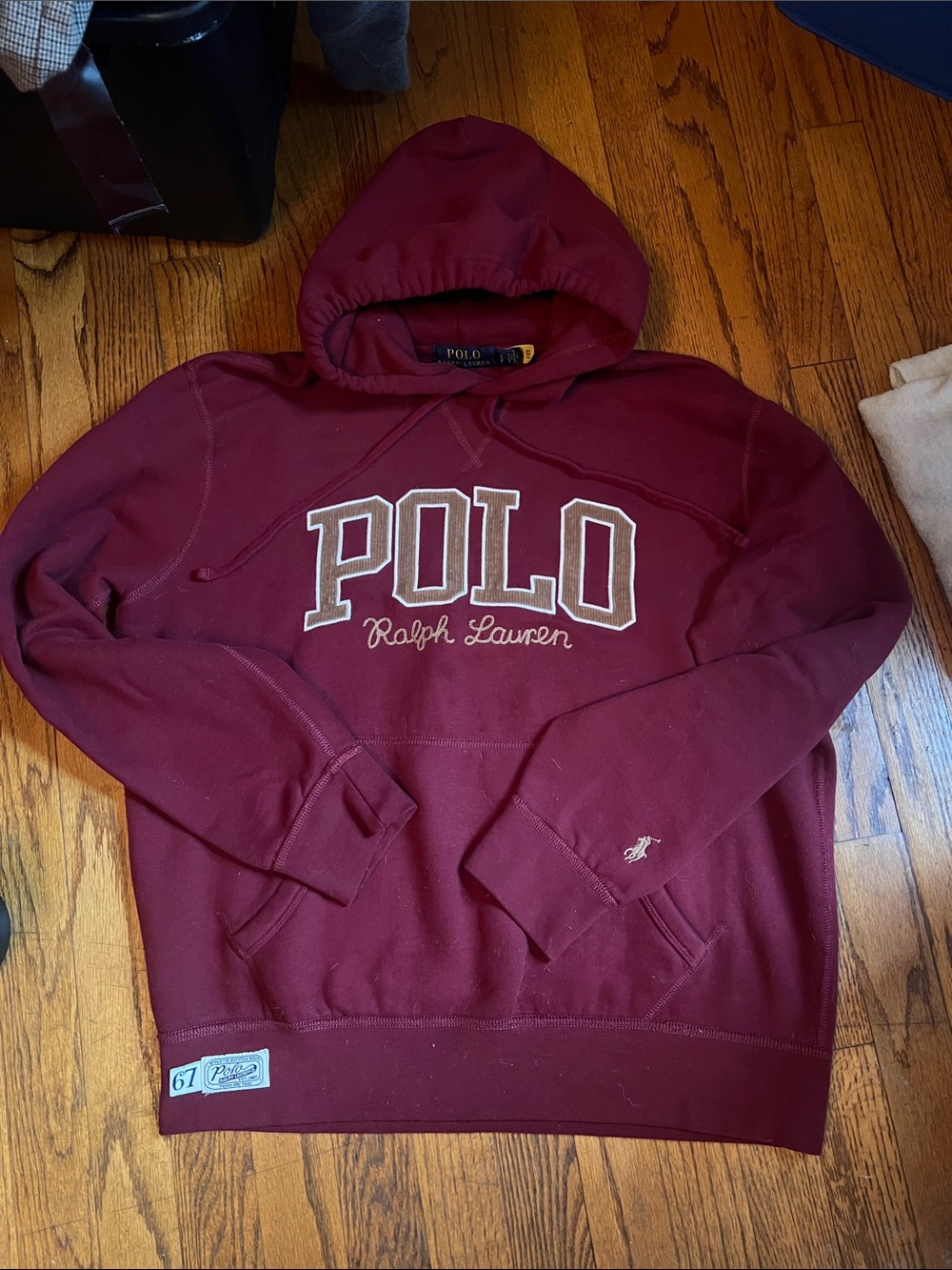 Polo by Ralph Lauren Men's Burgundy Hoodie Sweatshirt